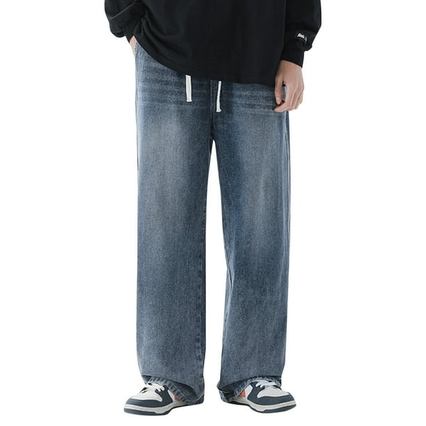 TAIAOJING Men's Vintage Hop Style Baggy Skater Jeans Denim