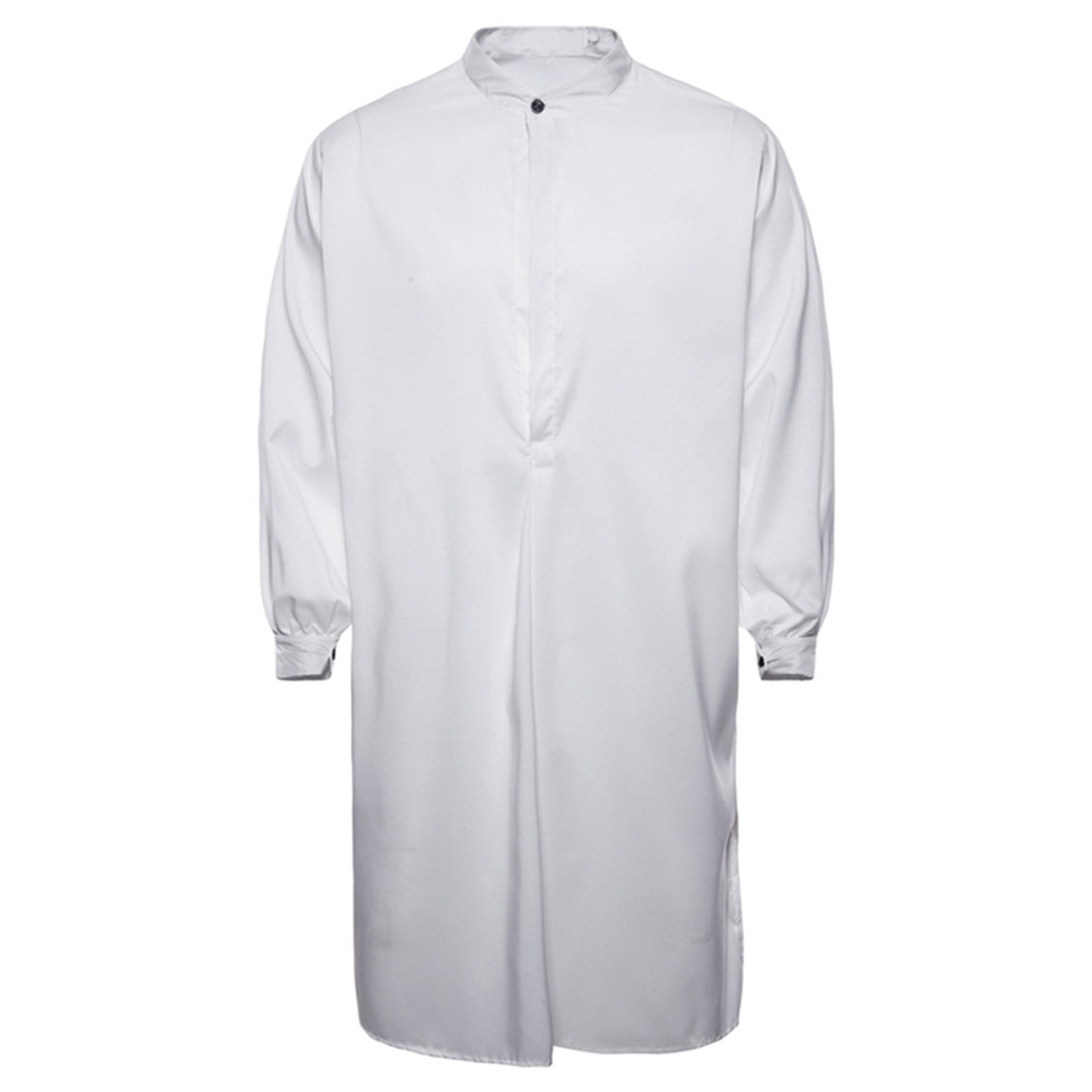 arabic dress shirt Thobe Men'S Kaftan Robe Half Sleeve Embroidered Middle East Arab Dubai Dress Shirts Jubba Thobe Clothing,Black,XXL