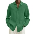 thumbnail image 1 of TAIAOJING Mens Casual Line Cotton Button Down Shirts Summer Solid Plus Size Loose Turn Collar Long Sleeve Beach Shirt, 1 of 5