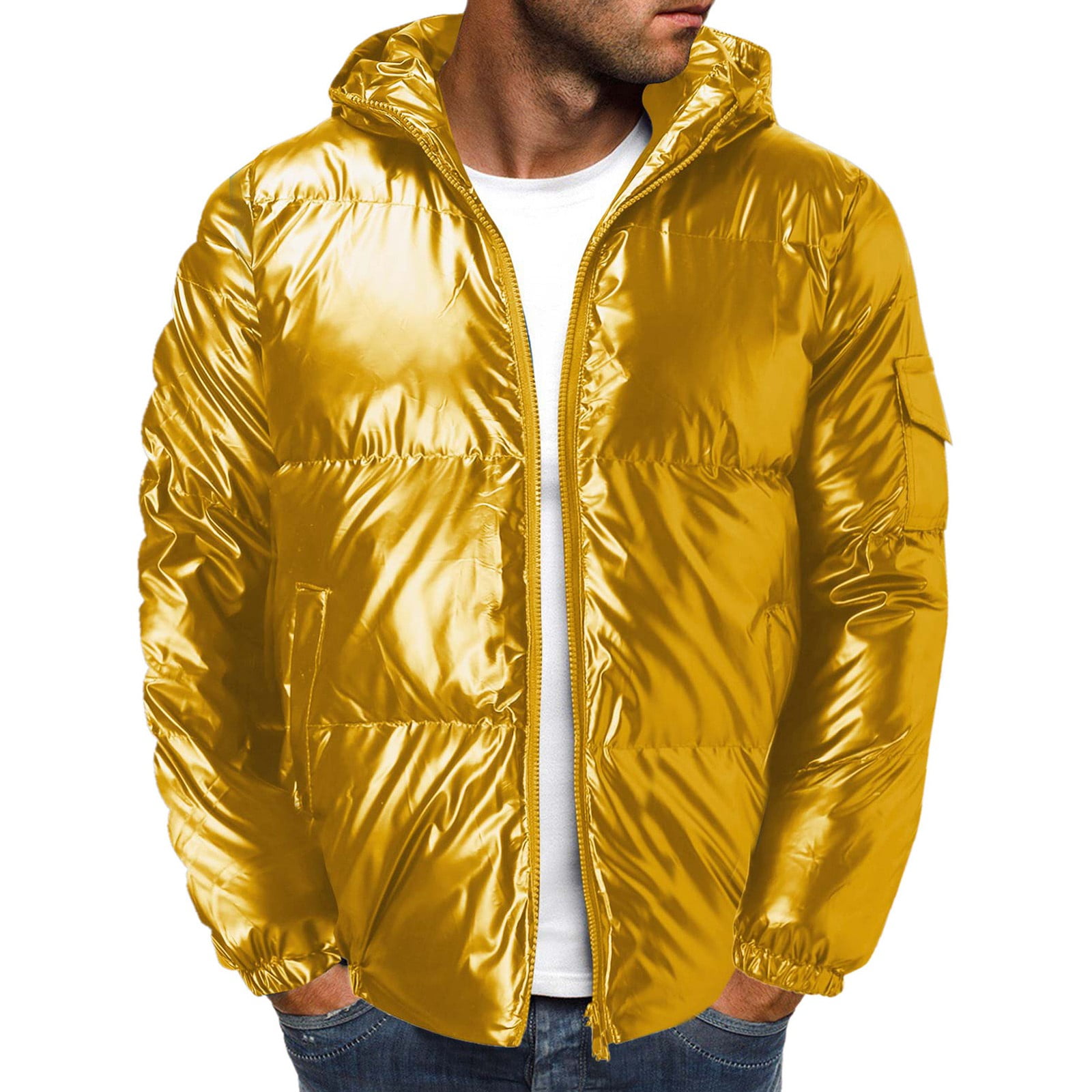 Shiny Solid Color Casual Coat