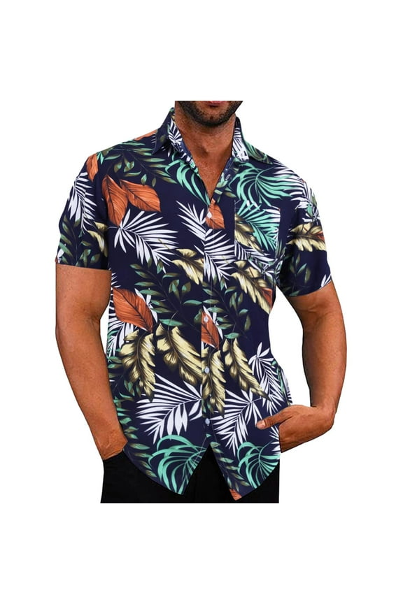 Mens Floral Hawaiian Shirts Mens Spring Summer Beach Tropical ButtonUp Printed Short Sleeve Button Down Blouse Shirt