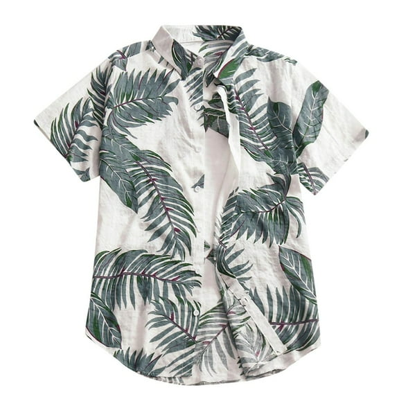 TAIAOJING Mens Hawaii Button Down Shirts Short Sleeve Fashion Casual Button Print Hawaii Print Beach Top Blouse