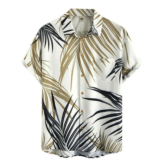 TAIAOJING Mens Hawaii Button Down Shirts Short Sleeve Floral Shirt For Tropical Casual Printed Beach Shirts