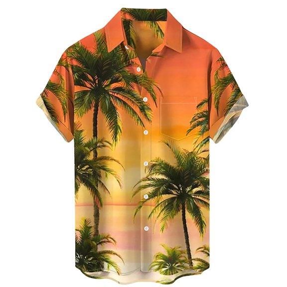 TAIAOJING Mens Hawaii Button Down Shirts Short Sleeve Floral Shirt For Tropical Casual Printed Beach Shirts