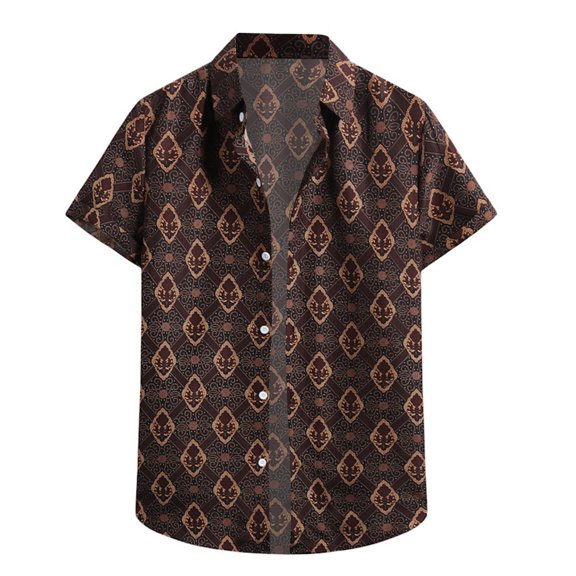 TAIAOJING Mens Hawaii Button Down Shirts Short Sleeve Loose Flower Shirt Hawaiian Flower Shirt