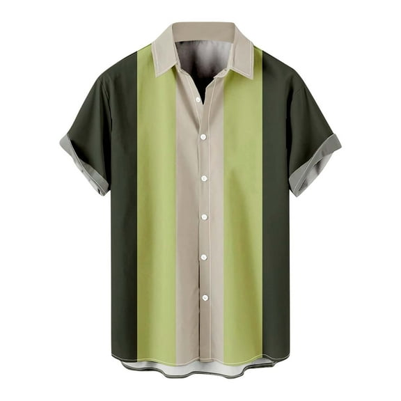 TAIAOJING Mens Hawaii Button Down Shirts Short Sleeve Male Summer Hawaii Casual Loose Print Shirt Turn Down Collar Shirt