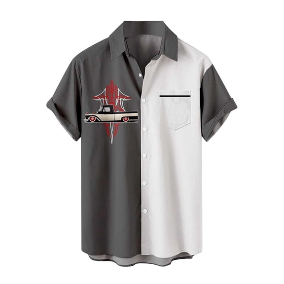 TAIAOJING Mens Hawaii Button Down Shirts Short Sleeve Summer Vacation Tourism Beach Fashion Trend Leisure 3d Digital Printed Shirt