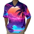 thumbnail image 1 of TAIAOJING Mens Hawaii Button Down Shirts Short Sleeve Short Sleeved Casual Style Shirt 3D Print Seaside Coconut Sunset Print Short Sleeved Cardigan Button Lapel Shirt, 1 of 4