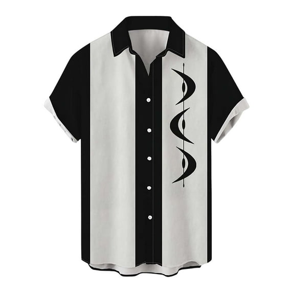 TAIAOJING Mens Shirts Summer Hawaii Loose Print Turn Down Collar Short Sleeve Blouse White XL