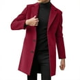 thumbnail image 1 of TAIAOJING Mens Single Trench Coat Slim Winter Coat Lapel Collar Long Sleeve Padded Leather Jacket Vintage Thicken Coat Sheepskin Jacket, 1 of 4