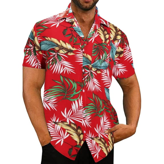 TAIAOJING Mens Spring Summer Shirt Casual Hawaiian Beach Tropical ButtonUp Top Shirt Printed Short Sleeve Shirt