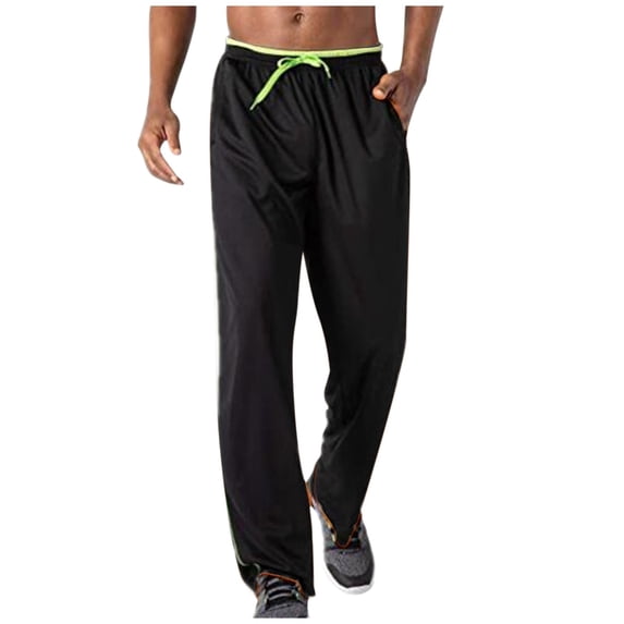 TAIAOJING Mens Wide Leg Cargo Pants Zipper Pockets Jogger Sweatpants Breathable Running Mesh Pants