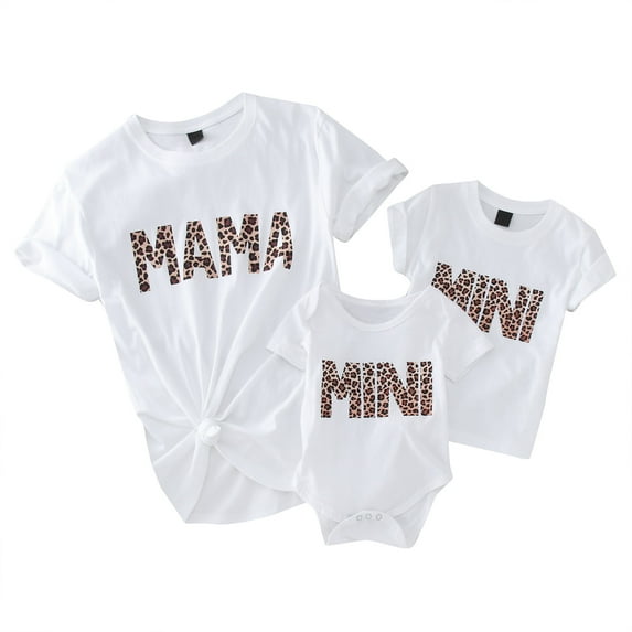 TAIAOJING Mommy and Me Matching Shirt Mommy T Sleeve Family Summer Short Tee Me For Women MAMA Letter Print Romper Clothes Casual Outfits