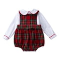 thumbnail image 1 of TAIAOJING Baby Girl Fall Outfits Toddler Girls Long Sleeve Solid Color Shirt Sleeveless Plaid Romper 2PC Children's Suit Kids Clothes 0-3 Months, 1 of 9
