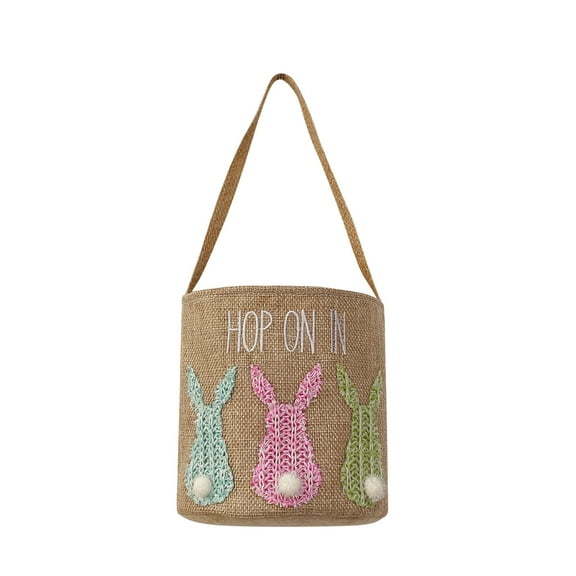 TAIAOJING Non-woven Easter Basket Rabbit Bow Storage Basket Portable Bucket Home Party Decorations