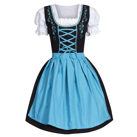 TAIAOJING Oktoberfest Dress Women's German Dirndl Dress Plus Size Dress Square Neck Apron Girl Dresses