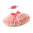 thumbnail image 1 of TAIAOJING Outfit Clothes Set Toddler Baby Girls Soft Fluffy Tutu Skirt Solid Bowknot Party Carnival Mesh Tulle Tutu Skirt With Hairband 0-6 Months, 1 of 4