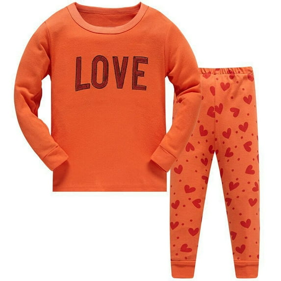 TAIAOJING Pajamas for Boys Girls Cute Toddler Kids Boys Pajamas Letter Heart Print Cotton Kids 2 Piece Pj's Long Sleeve Sleepwear Clothes Set Outfits Cute Clothes Set 2-3 Years