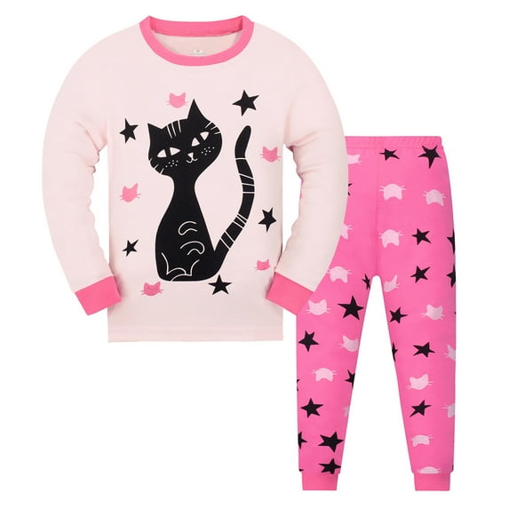 TAIAOJING Pajamas For Little Big Boys Girls Baby Girls' And Toddler Long Sleeve Top And Pants Sleepwear Clothes Cotton 2 Piece Pajama Set Cute Clothes Set 5-6 Years