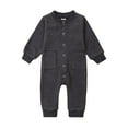 thumbnail image 1 of TAIAOJING Pajamas for Boys Girls Cute Boys Girls Long Sleeve Winter Solid Ribbed Jumpsuit Romper With Pocket Cute Pjs Sleepwear 6-12 Months, 1 of 6