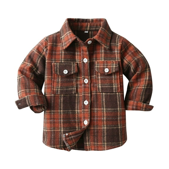 TAIAOJING Plaid Shirt Jacket for Kids Toddler Baby Girls Boys Long Sleeve Unisex Autumn Winter Color Block Tops Shirt Coat Cardigan Clothes 0-6 Months