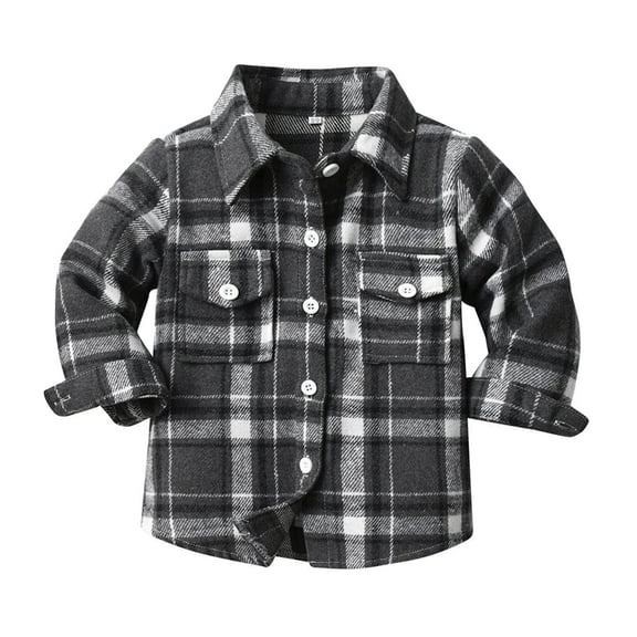 TAIAOJING Plaid Shirt Jacket for Kids Toddler Baby Girls Boys Long Sleeve Unisex Autumn Winter Color Block Tops Shirt Coat Cardigan Clothes 0-6 Months