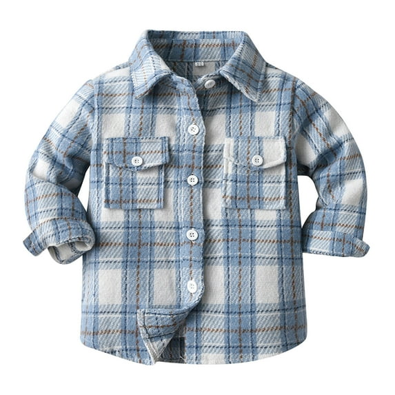 TAIAOJING Plaid Shirt Jacket for Kids Toddler Baby Girls Boys Long Sleeve Shirt Coat Color Block Lapel Button Tops Outwear 3-6 Months