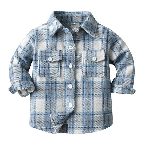 TAIAOJING Plaid Shirt Jacket for Kids Toddler Baby Girls Boys Long Sleeve Shirt Coat Color Block Lapel Button Tops Outwear 6-12 Months
