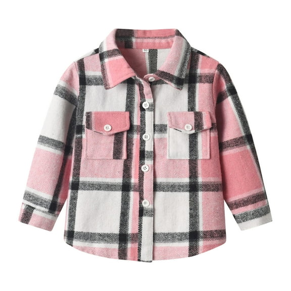 TAIAOJING Plaid Shirt Jacket for Kids Toddler Baby Girls Boys Long Sleeve Unisex Autumn Winter Color Block Tops Shirt Coat Cardigan Clothes 4-5 Years
