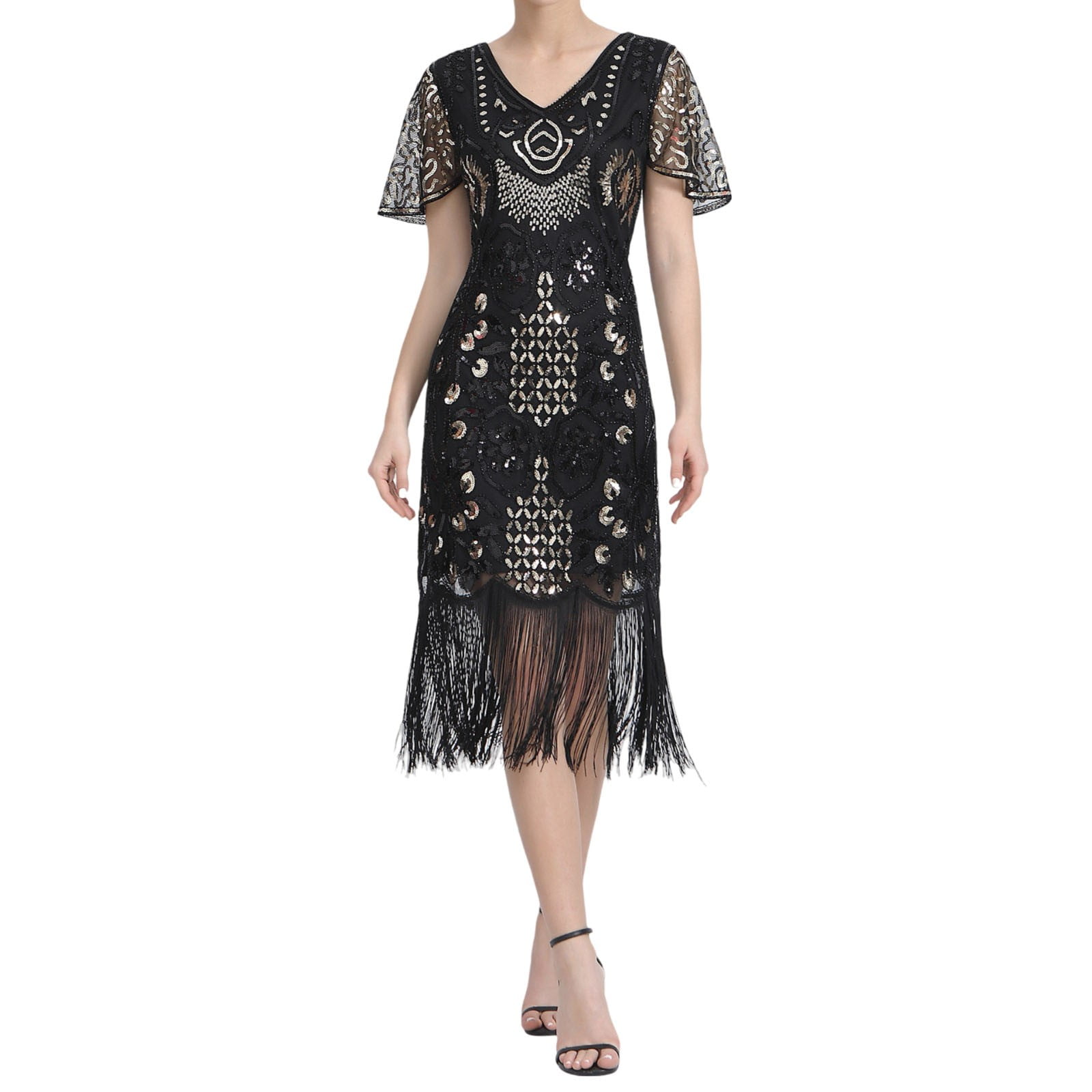 sequin flapper dress plus size BABEYOND Plus 1920s Sparkly Sequin Dress, Plus 1920s Party Dress, Plus Gatsby Party Dress, Dark Green, Size 3XL