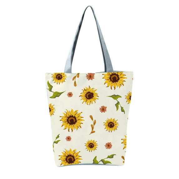 TAIAOJING Purses and Handbags for Women New Slouchy Style Large Capacity Zippered Sunflower Printed Shoulder Bag