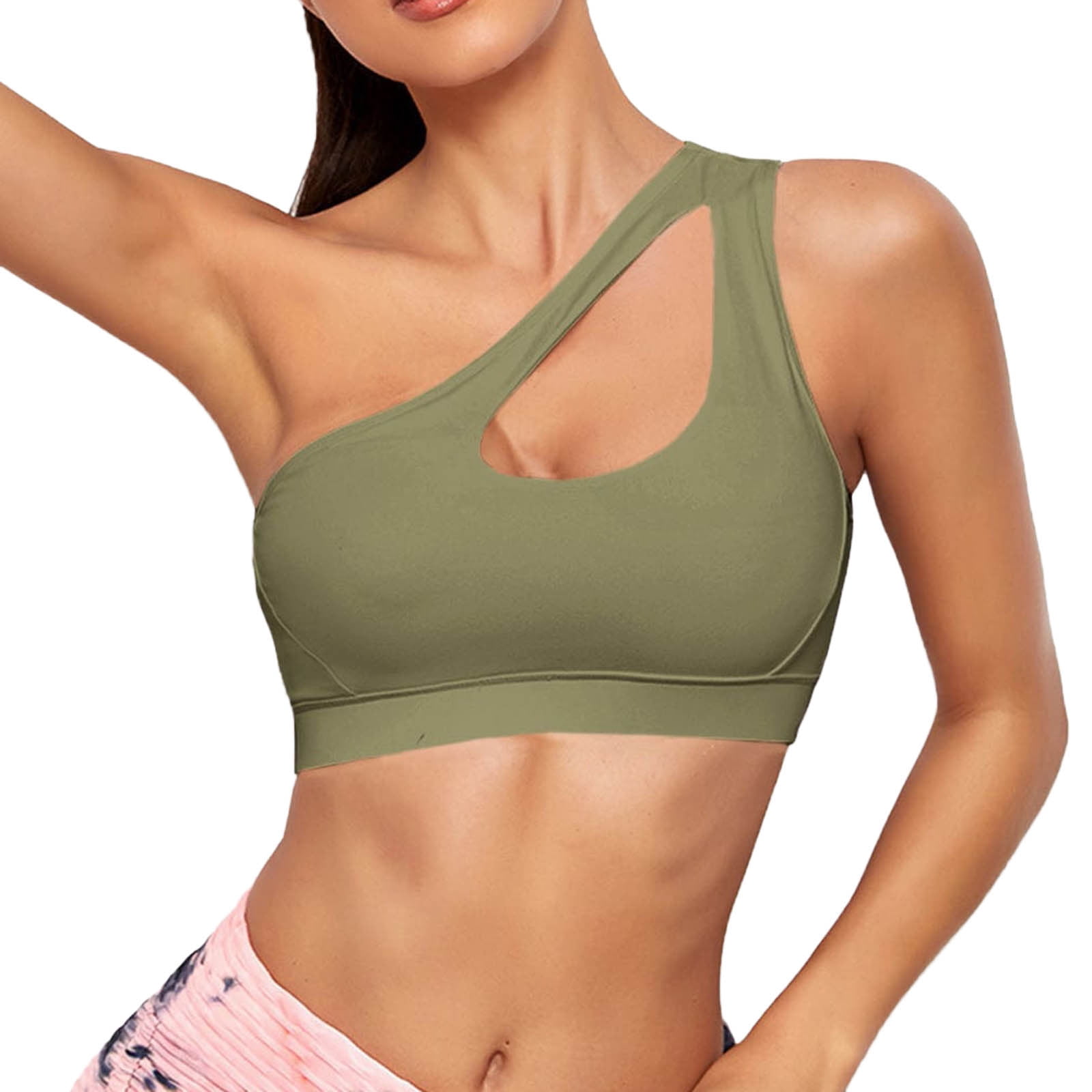 TAIAOJING Push Up Bras for Women One Shoulder Plus Size Exercise Shake  Proof Yoga Bra Underwear Brassiere