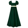 thumbnail image 1 of TAIAOJING Regency Dresses For Women With Satin Sash Ruffled Puff Sleeve Empire Waist Dress Gown, 1 of 3