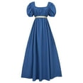 thumbnail image 1 of TAIAOJING Regency Dresses For Women With Satin Sash Ruffled Puff Sleeve Empire Waist Dress Gown, 1 of 3