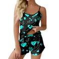 thumbnail image 1 of TAIAOJING Satin Silk Pajamas Set for Women Love Printed Camisole And Shorts Home Sleeveless Top Pajamas Casual Sleepwear, 1 of 4