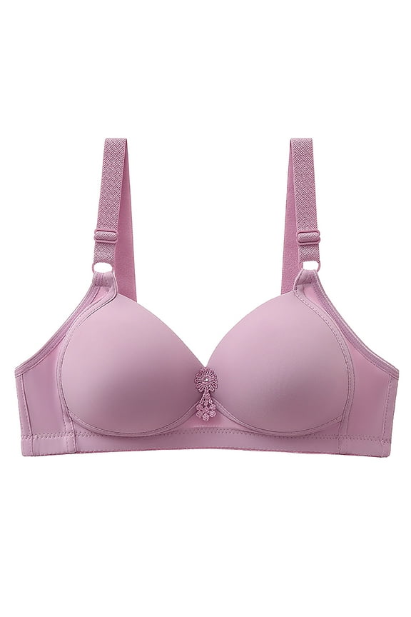 Seamless Bra No Steel Ring Thin Bra Striped Print Breathable Gathers Underwear Comfort Bra Brassiere