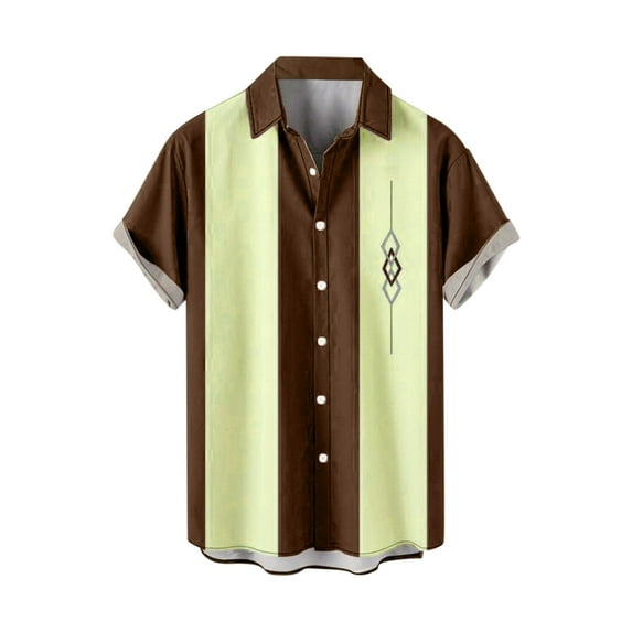 TAIAOJING Shirts For Men Male Summer Print Plus Size Short Sleeve Turn Down Collar Button Down Blouse Shirt