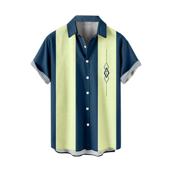 TAIAOJING Shirts For Men Male Summer Print Plus Size Short Sleeve Turn Down Collar Button Down Blouse Shirt