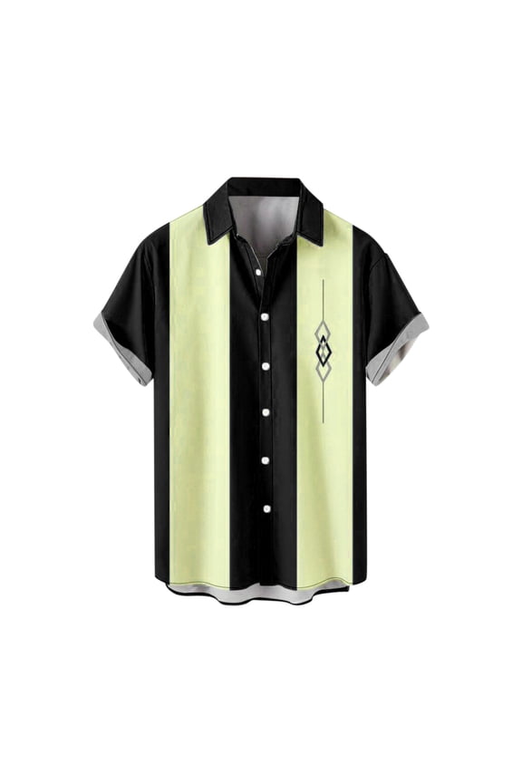 Shirts For Men Male Summer Print Plus Size Short Sleeve Turn Down Collar Button Down Blouse Shirt