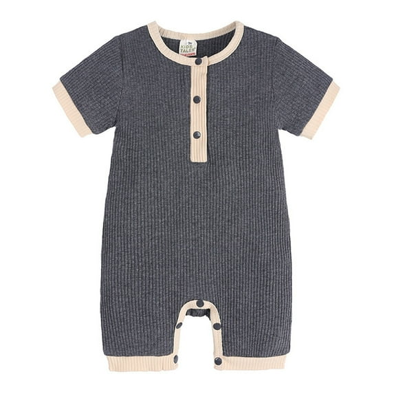 TAIAOJING Summer 1 Piece Outfit Baby Girls Boys Cotton Ribbed Romper Jumpsuit Short Sleeve Playsuit Harem Pants Clothes For 3-6 Months