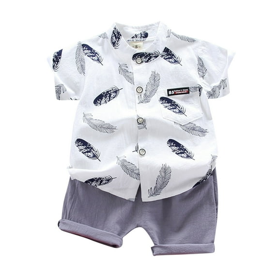 TAIAOJING Summer Baby Boy Girl Clothes Toddler Kids 's Cartoon Feather T Shirt Tops Shorts Pants Set Bodysuit Outfits 12-18 Months