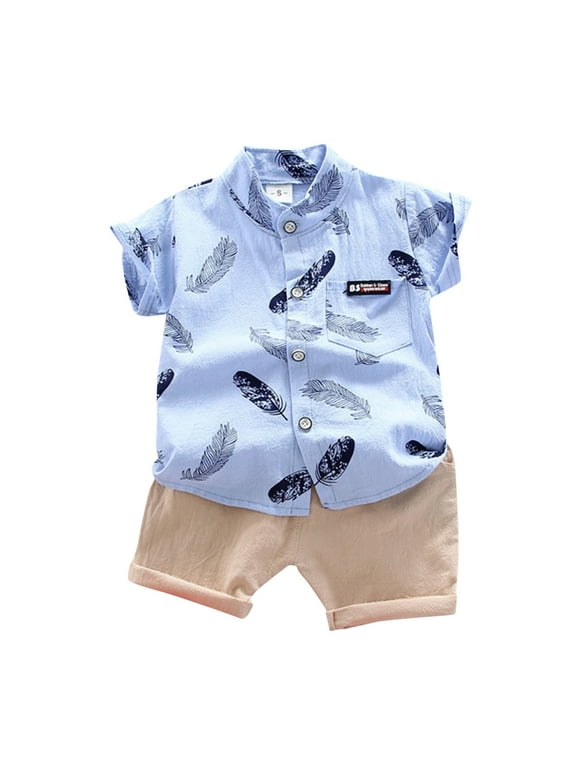 TAIAOJING Summer Baby Boy Girl Clothes Toddler Kids 's Cartoon Feather T Shirt Tops Shorts Pants Set Bodysuit Outfits 18-24 Months