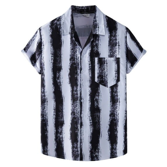 TAIAOJING Summer Men's Shirts Mens Hawaiian Beach Short Sleeve Pocket Button Down Blouse Shirt