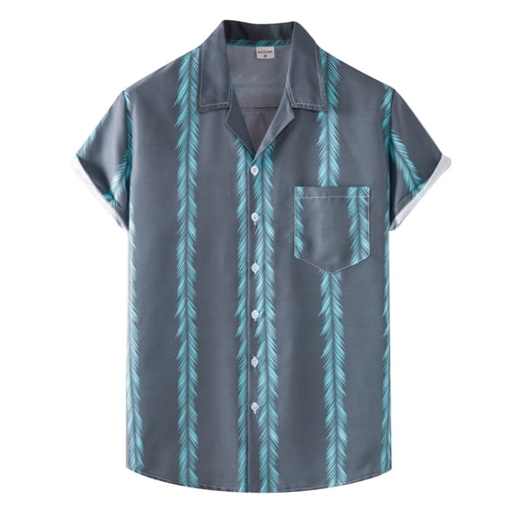 TAIAOJING Summer Men's Shirts Mens Hawaiian Beach Short Sleeve Pocket Button Down Blouse Shirt