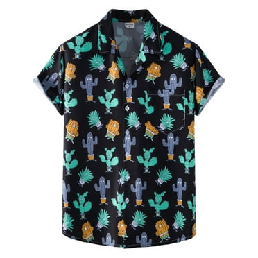 TAIAOJING Summer Men's Shirts Mens Hawaiian Beach Short Sleeve Pocket Button Down Blouse Shirt