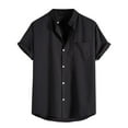 thumbnail image 1 of TAIAOJING Summer Men's Shirts Soild Color Lapel Large Size Beach Holiday Short Sleeve Button Down Blouse Shirt, 1 of 5