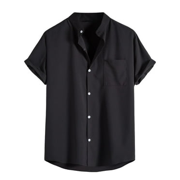 TAIAOJING Summer Men's Shirts Soild Color Lapel Large Size Beach Holiday Short Sleeve Button Down Blouse Shirt