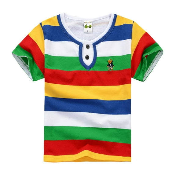 TAIAOJING Summer New Striped Short Sleeve T-Shirt For Boys Cute Kids Tops For Toddler Boy Tee Leisure 8-9Y