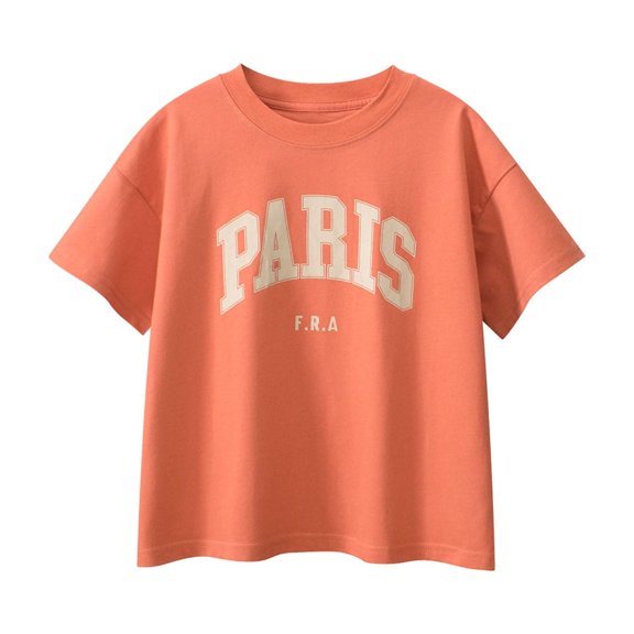 TAIAOJING Summer Toddler Boys Girls Short Sleeve City Letter Prints T-Shirt Tops Tee Shirts Stylish 5-6Y