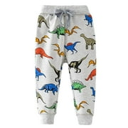 TAIAOJING Sweatpants Drawstring Pants Animal Print Elastic Dinosaur Boy's Car Boys Pants Fall Clothes 2-3 Years